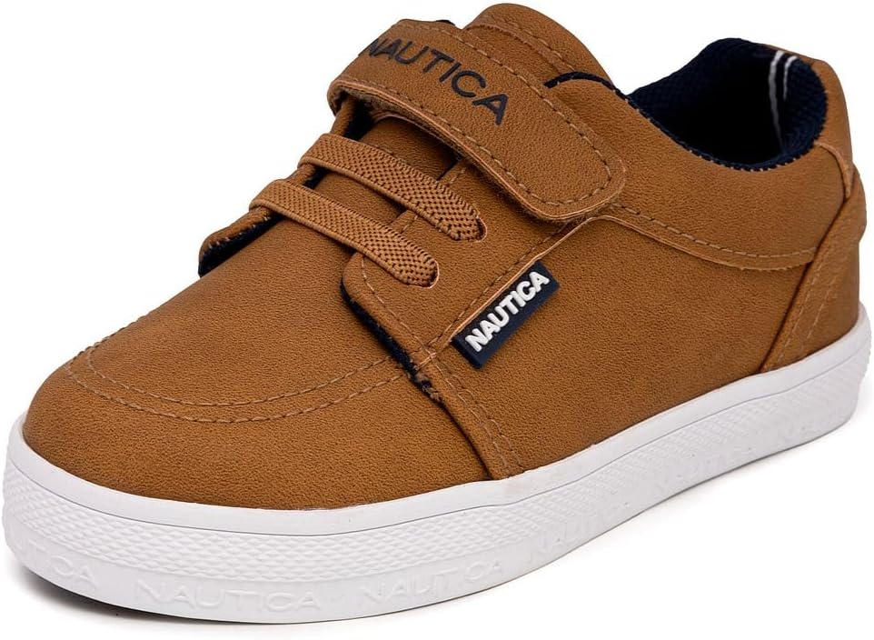 

Детские кроссовки Nautica с регулируемыми ремешками, Удобные повседневные кеды для мальчиков и девочек, малышей и маленьких детей, светло-коричневый