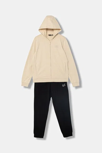 Детский костюм хлопковый EA7 Emporio Armani, бежевый