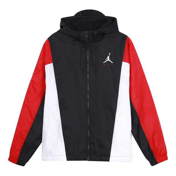 

Куртка Men's Air Jordan Windproof Casual Sports Colorblock Hooded Training Logo Woven Jacket Autumn Black, мультиколор