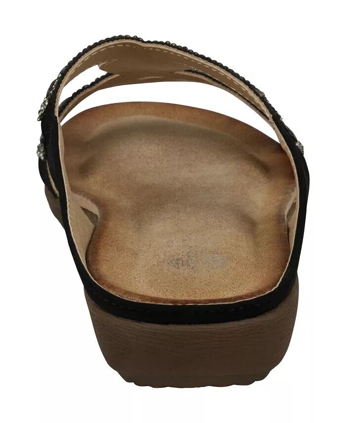 Женские шлепанцы с украшением Alora на плоской подошве GC Shoes, черный — фото 3