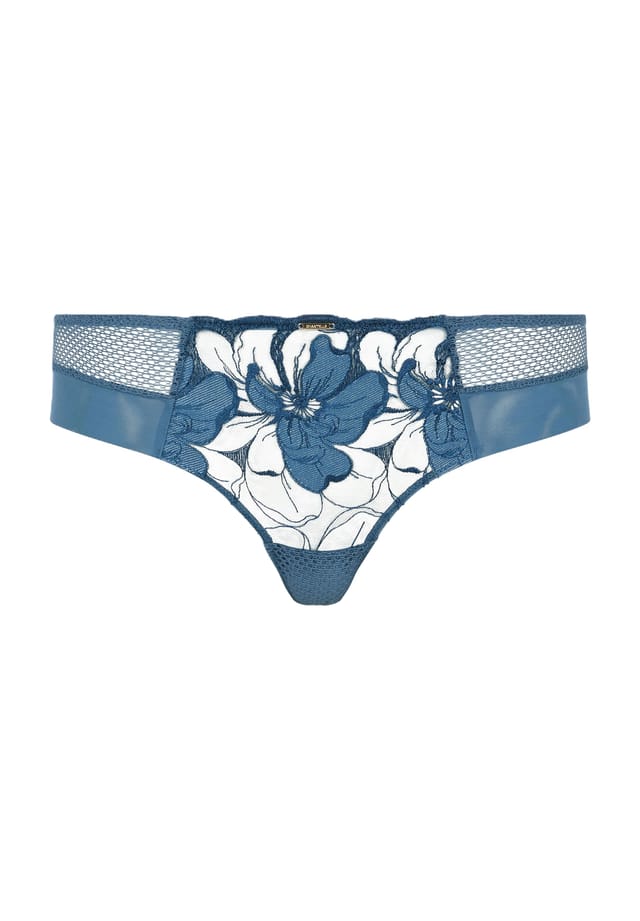 

Фирменные трусики Fleurs с вышитым кружевом Chantelle, синий