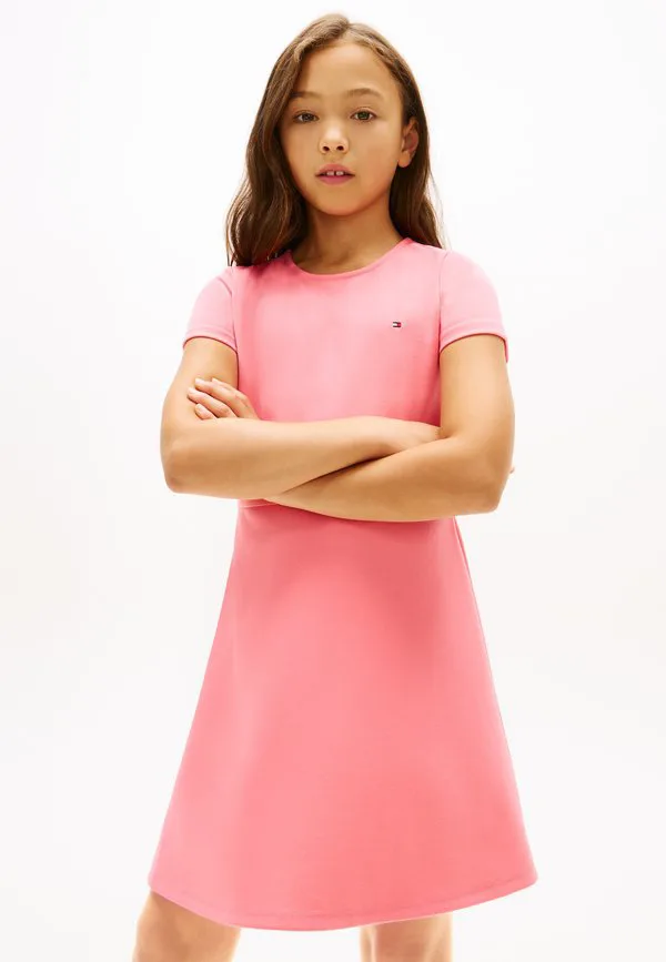 Платье-Скейтер с коротким рукавом, трикотажное платье Tommy Hilfiger, Tropical Blush