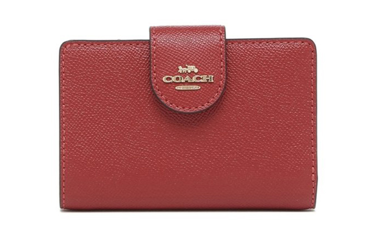

Кожаный кардхолдер с угловой молнией мини женский маковый красный COACH