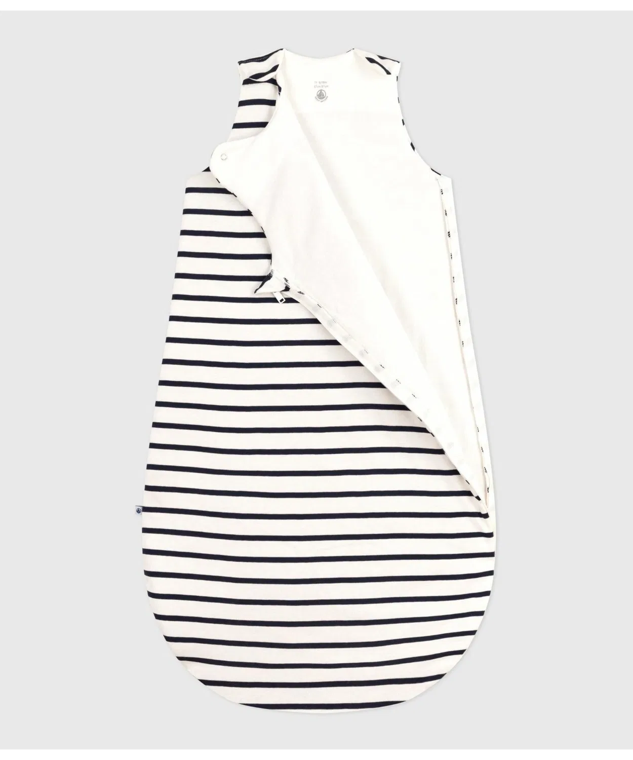 Слип-боди для сна с бордовой полоской Petit Bateau, хлопок, белый с тёмно-синим — фото 2