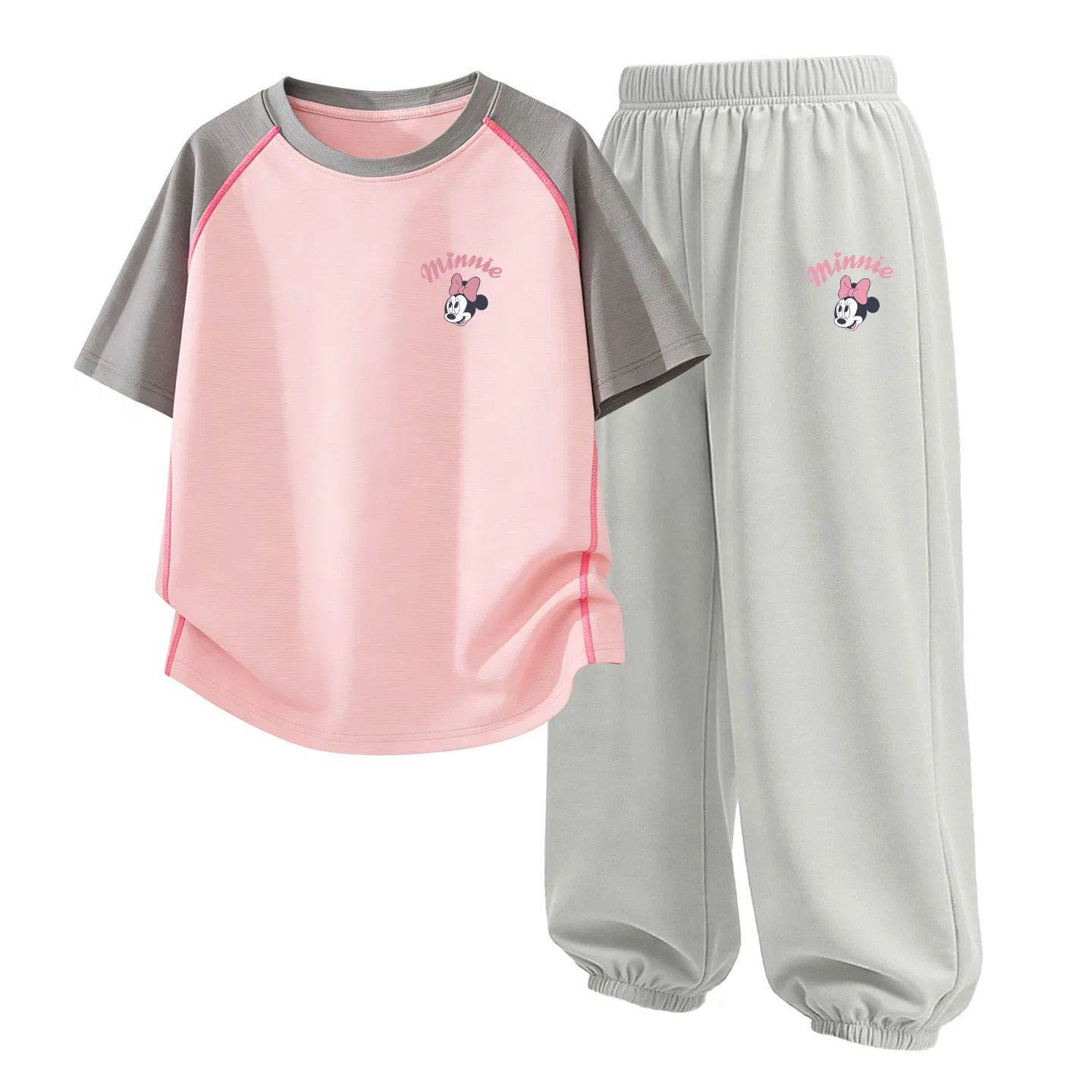 Детская повседневная спортивная футболка с круглым вырезом Disney, Thick Board Line K Gray Pink+Di Lift Eye K Black — фото 4