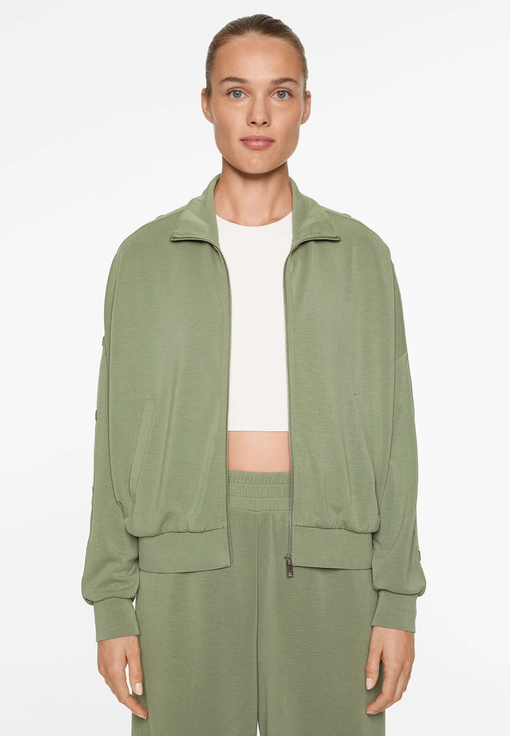 

Толстовка на молнии SOFT TOUCH OYSHO, цвет Mottled Green