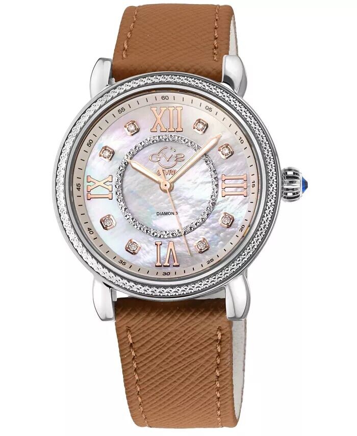 

Женские часы Marsala Swiss Quartz Tan из искусственной кожи 37 мм GV2 by Gevril