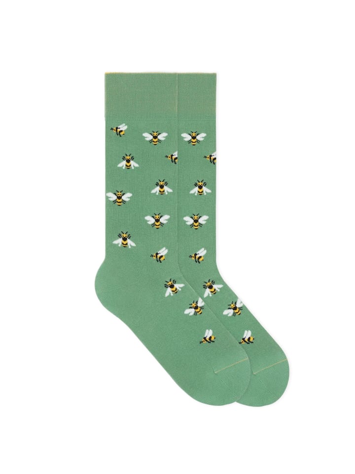 

Von Jungfeld Носки с узором и изображением пчелы зеленого цвета