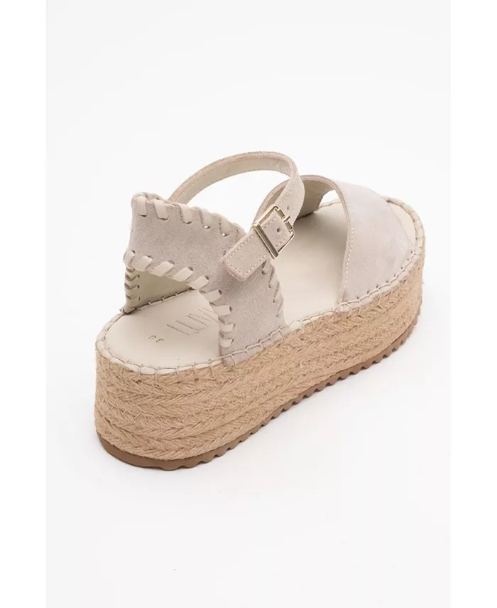 Сандалии Serez Leather Platform Espadrilles (женские) Forever & Always Shoes, коричневый/бежевый — фото 3