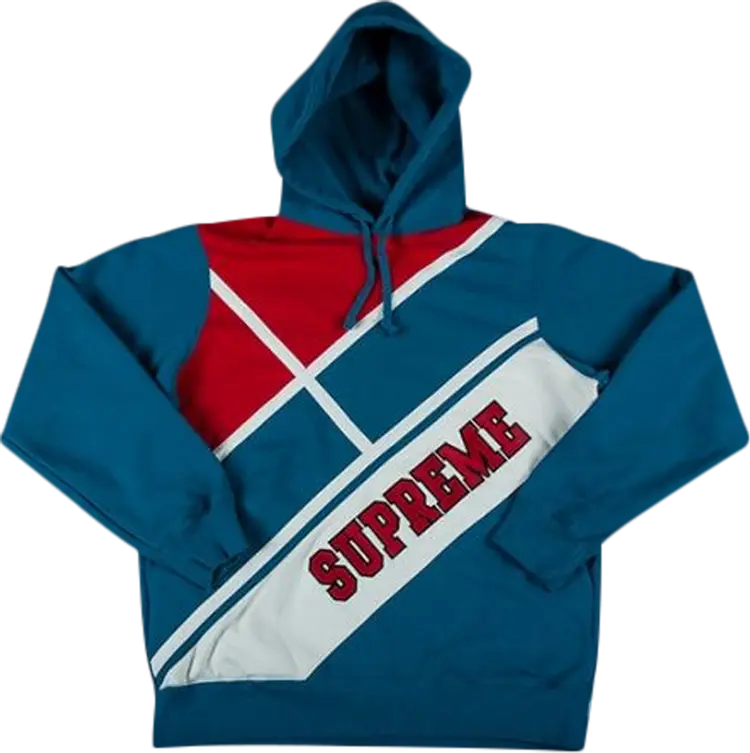 

Толстовка Supreme Diagonal Hooded Sweatshirt 'Aqua', синий