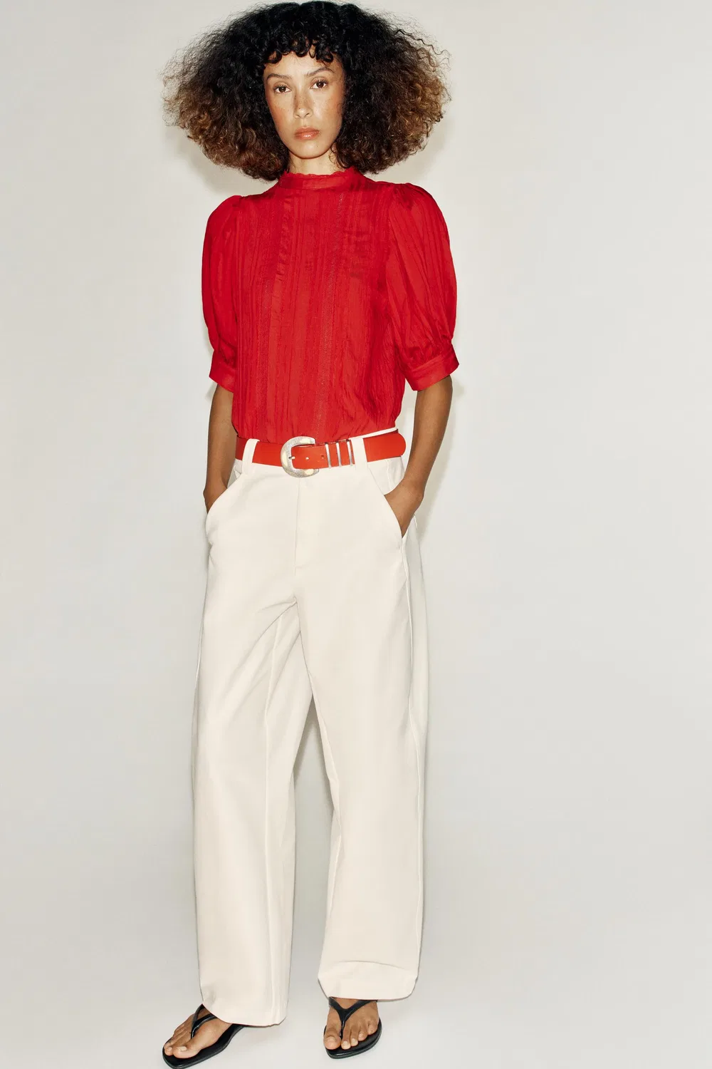 Романтическая кружевная рубашка ZARA, Dark red