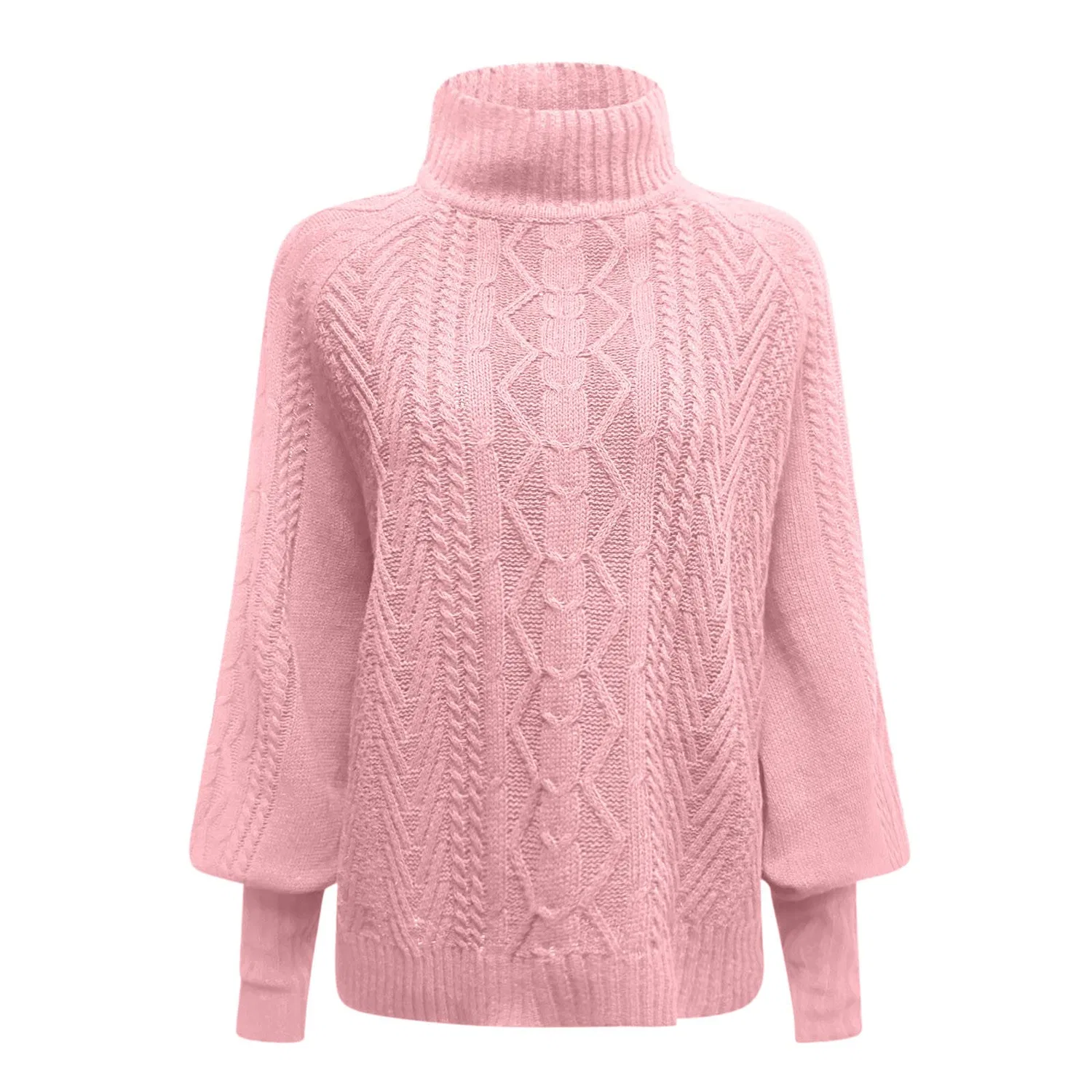 Женский свитер свободного кроя с круглым вырезом и длинным рукавом, Pink — фото 3