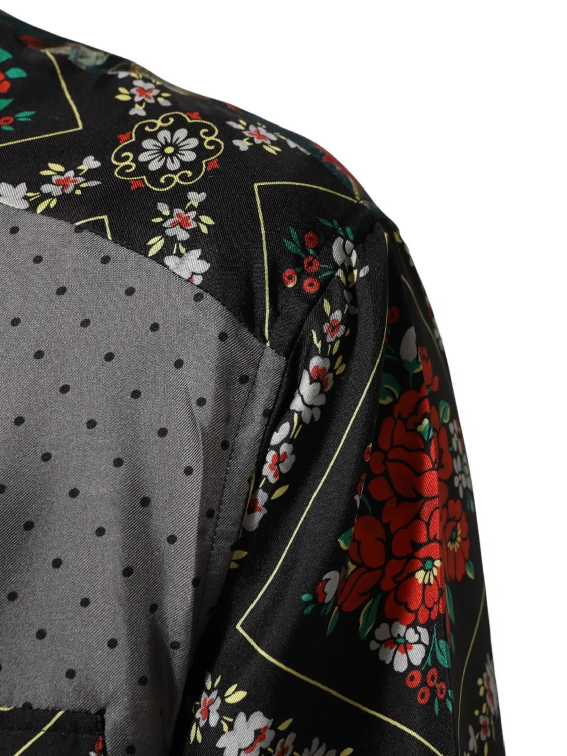 Шелковая рубашка в стиле пэчворк Dolce & Gabbana, черный — фото 3