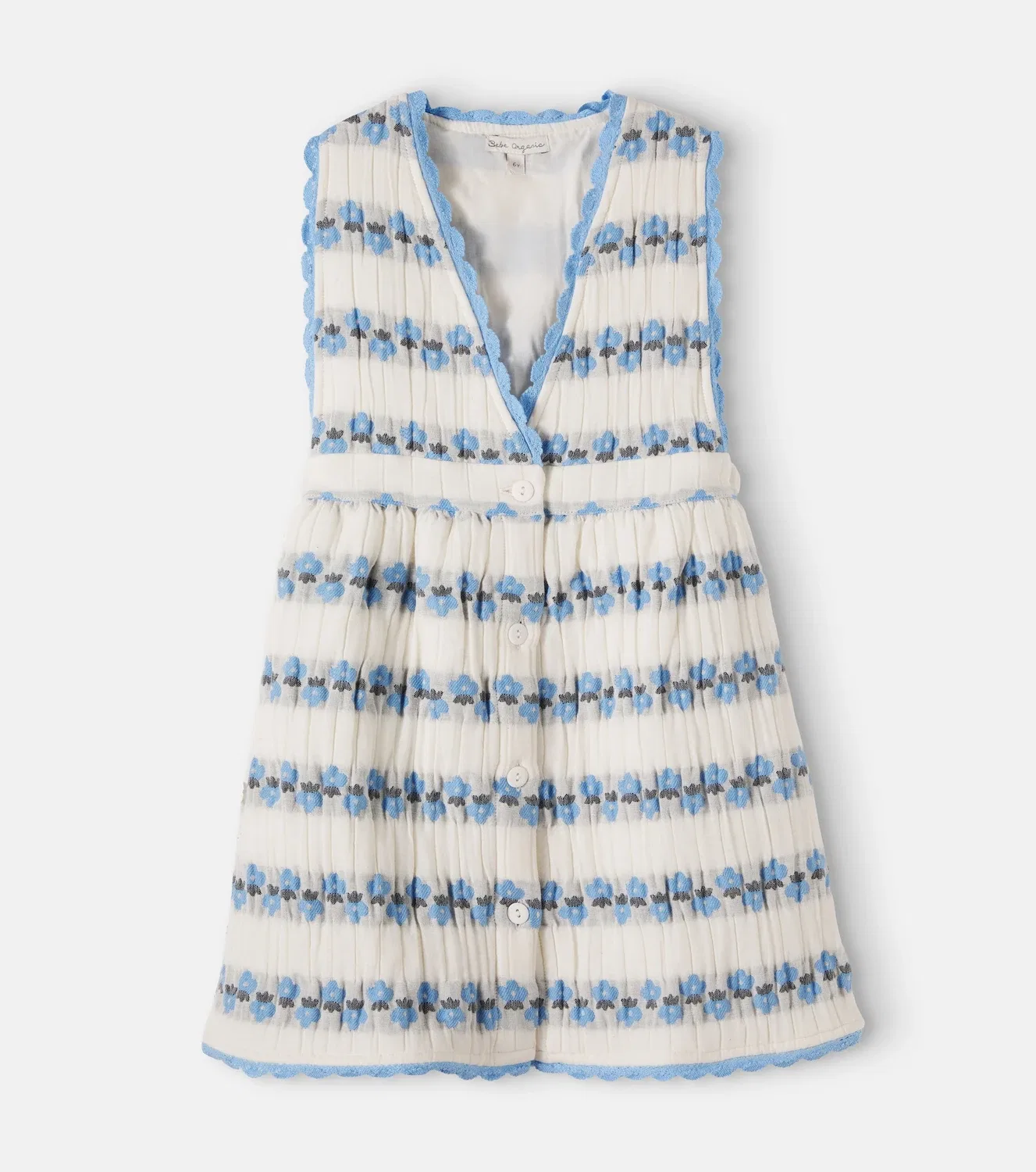 Нарядное платье с цветочной полоской Bebe Organic, белый