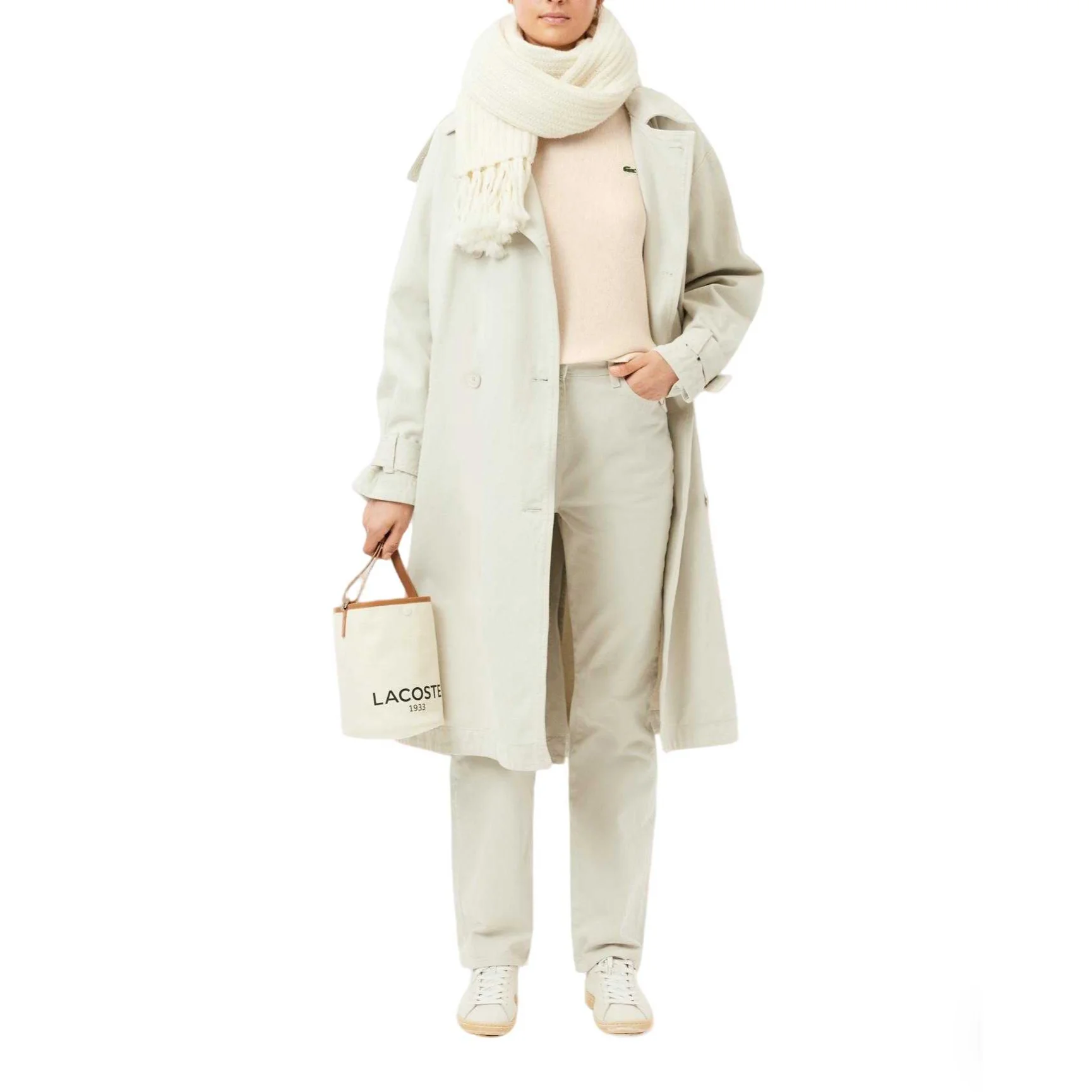 Свитер женский LACOSTE 70V/White с круглым вырезом — фото 4