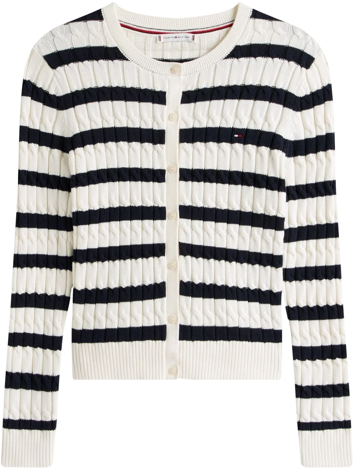 Женский вязаный жакет-кардиган Co Cable Slim Fit Tommy Hilfiger, White (Ivory Silk/Dark Night Navy Stp) — фото 4