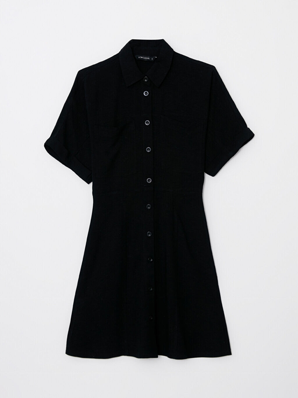 

Женское платье с коротким рукавом и прямым воротником-рубашкой LCW Casual