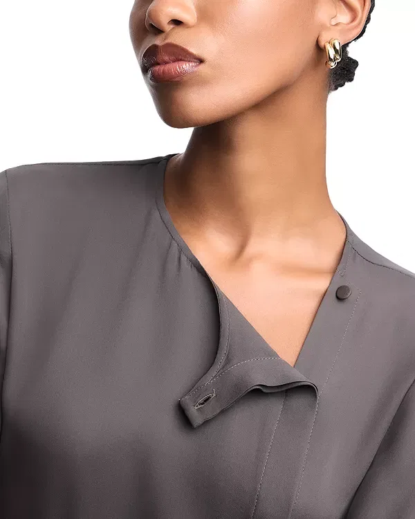 Женская блуза из двойного жоржета с длинным рукавом Emporio Armani, Chocolate — фото 4