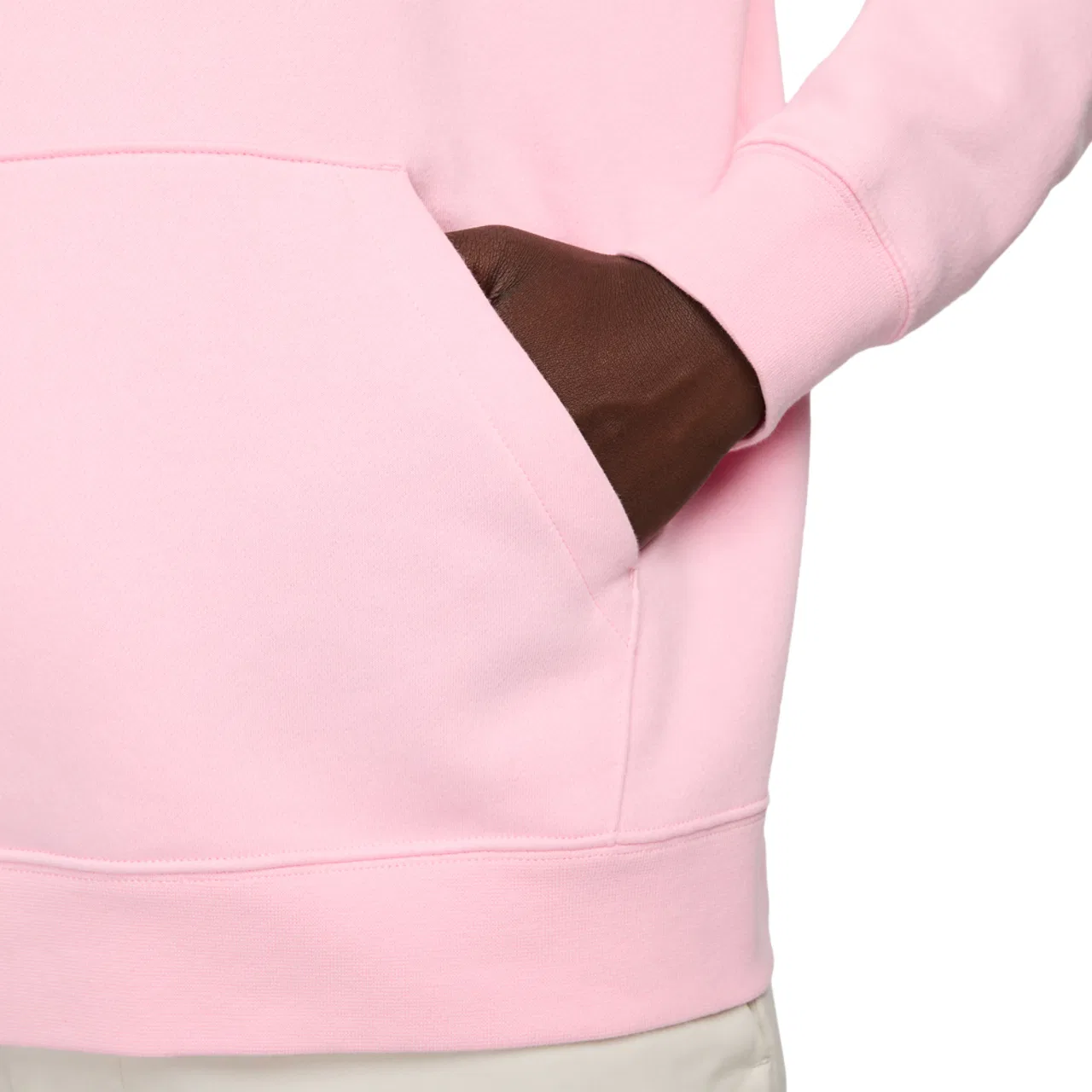 Женское худи Club Fleece PO Nike, цвет White/Med Soft Pink — фото 4