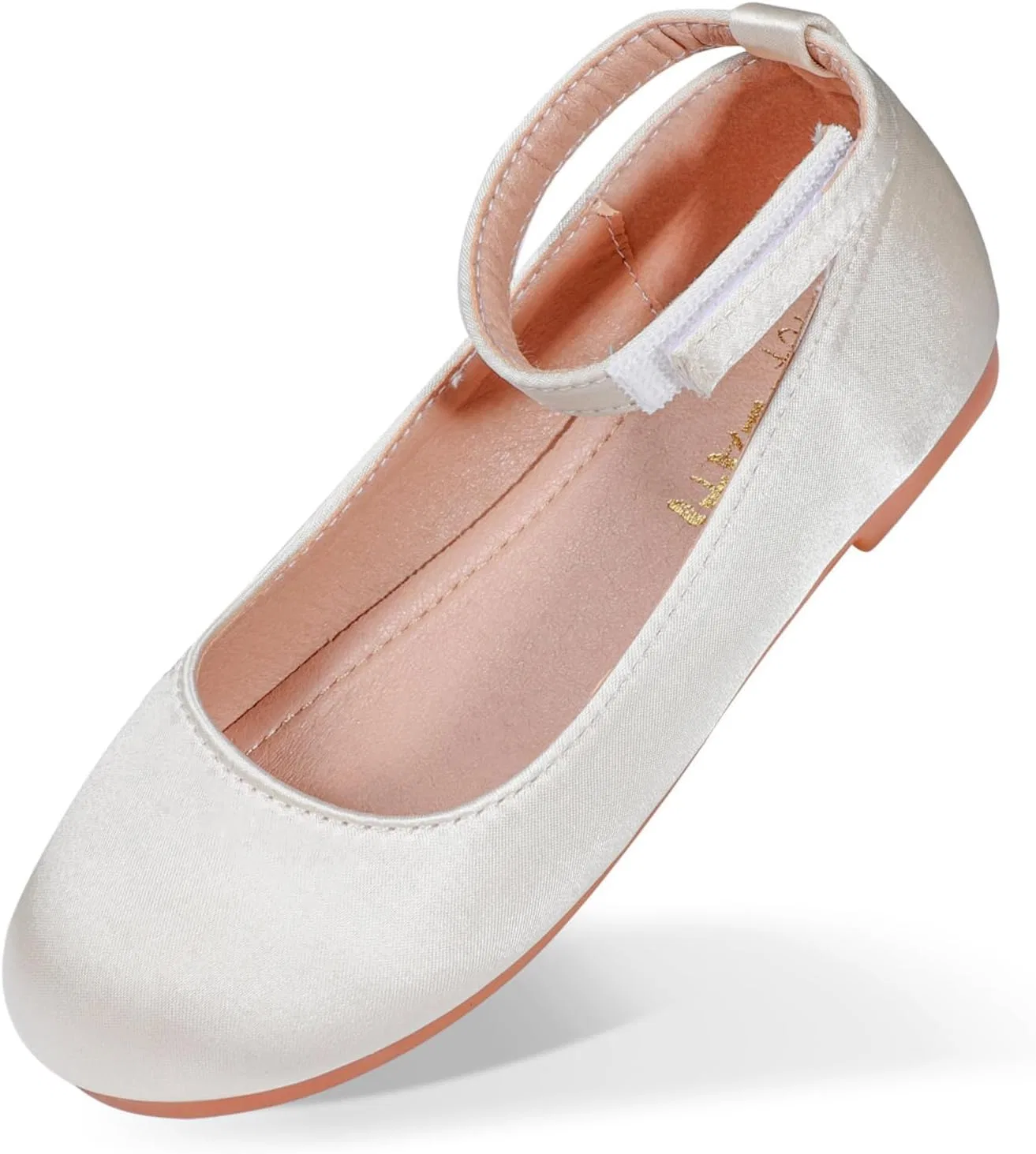 Детские балетки для девочек с цветочным принтом Mary Jane Flats Orthoshoes, Satin Ivory