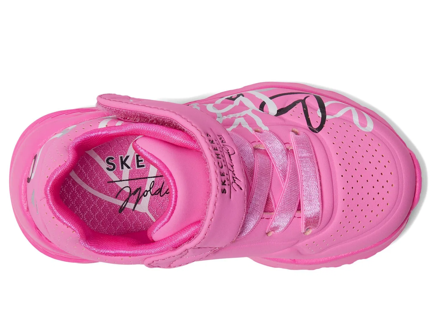 Детские кроссовки для девочек с игровым верхом Skechers, Hot Pink Synthetic Multi Trim — фото 2