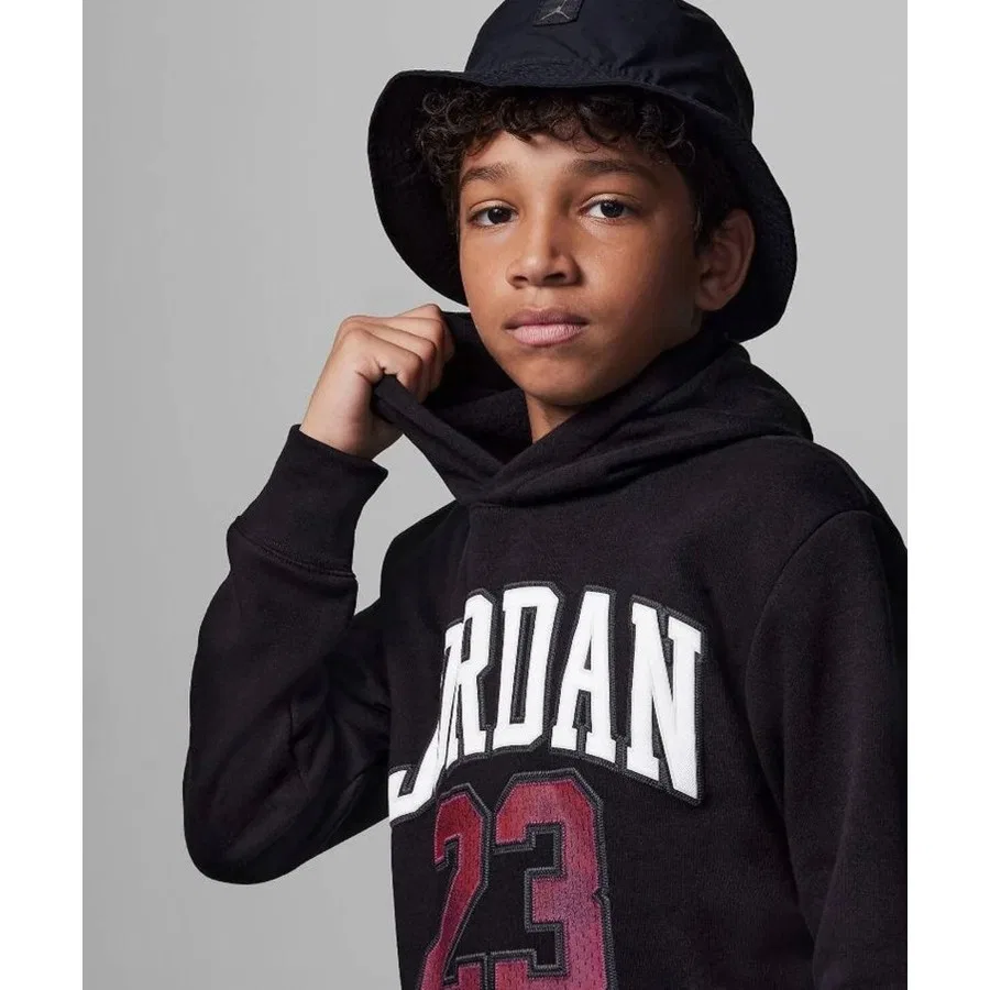 Детский свитшот с капюшоном Jordan Hbr Flc Po Hoodie Nike, Черно-красный — фото 3