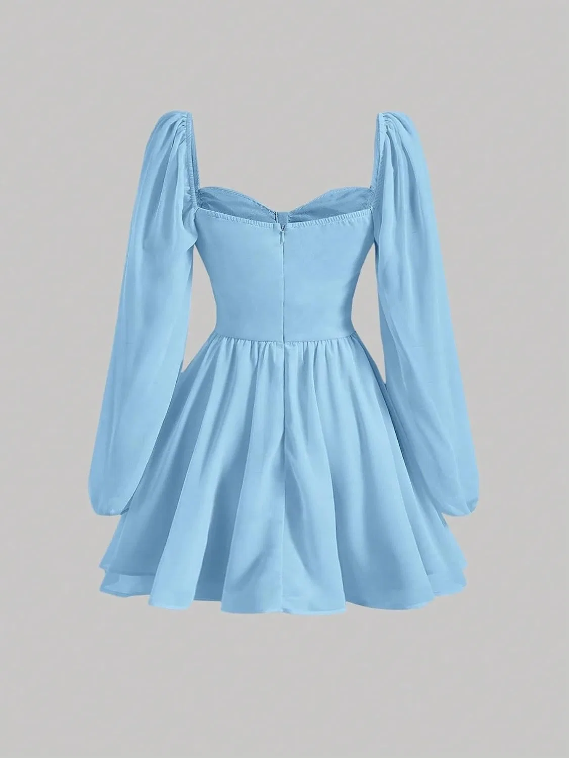 Женское короткое платье с асимметричным вырезом Generic, Blue — фото 4