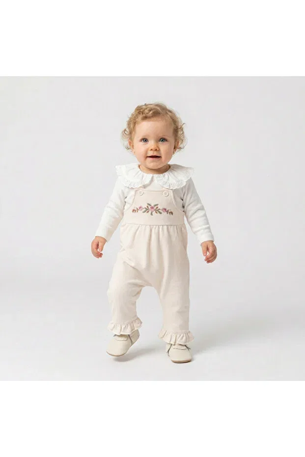 Детский комбинезон с вышивкой Baby rose embroidered innerwear girls slopet Hülya'S Mind, Ecru