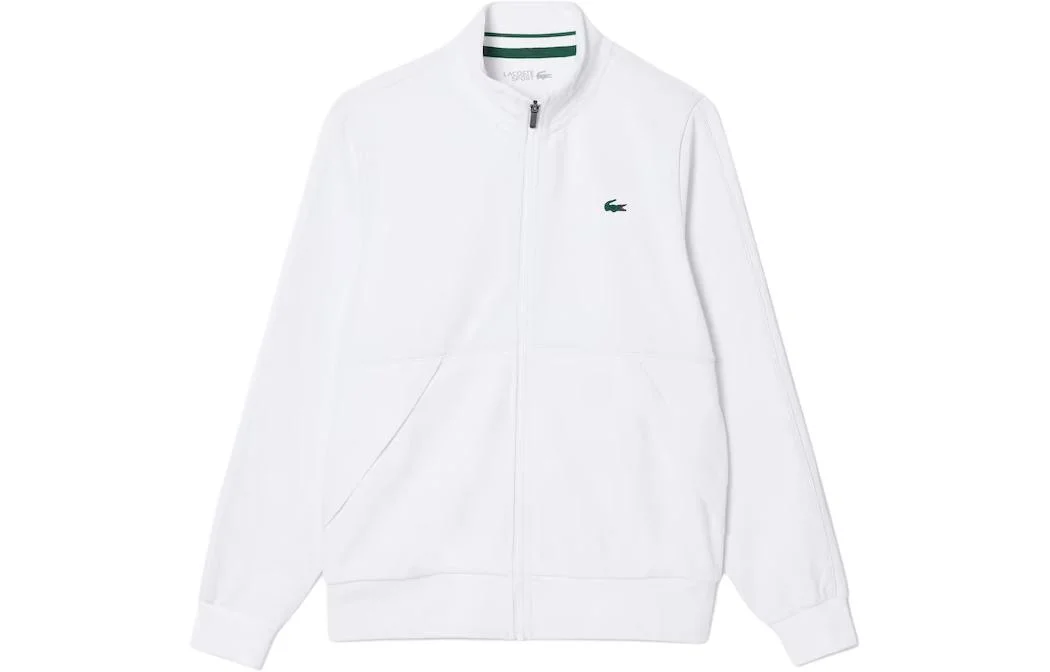 LACOSTE Свитшот мужской белый с воротником стойкой умеренно приталенный — фото 2