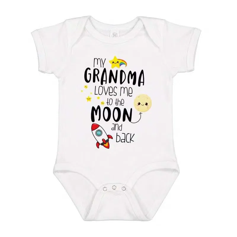 Боди-комбинезон с принтом луны и ракеты My Grandma Loves Me to the Moon and Back Matching Family Outfits, белый