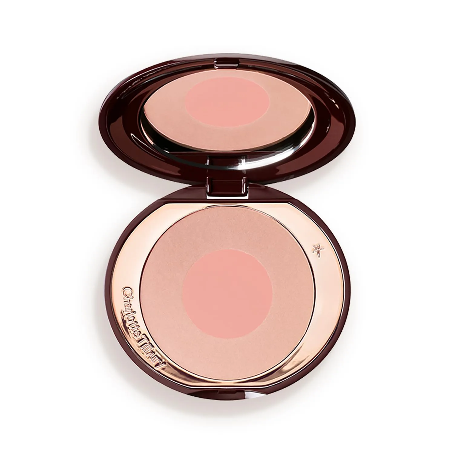 Charlotte Tilbury Cheek to Chic Powder Blush - двухцветная пудра для щек с сияющим финишем, наносится слоями для легкого свечения, First Love - peach