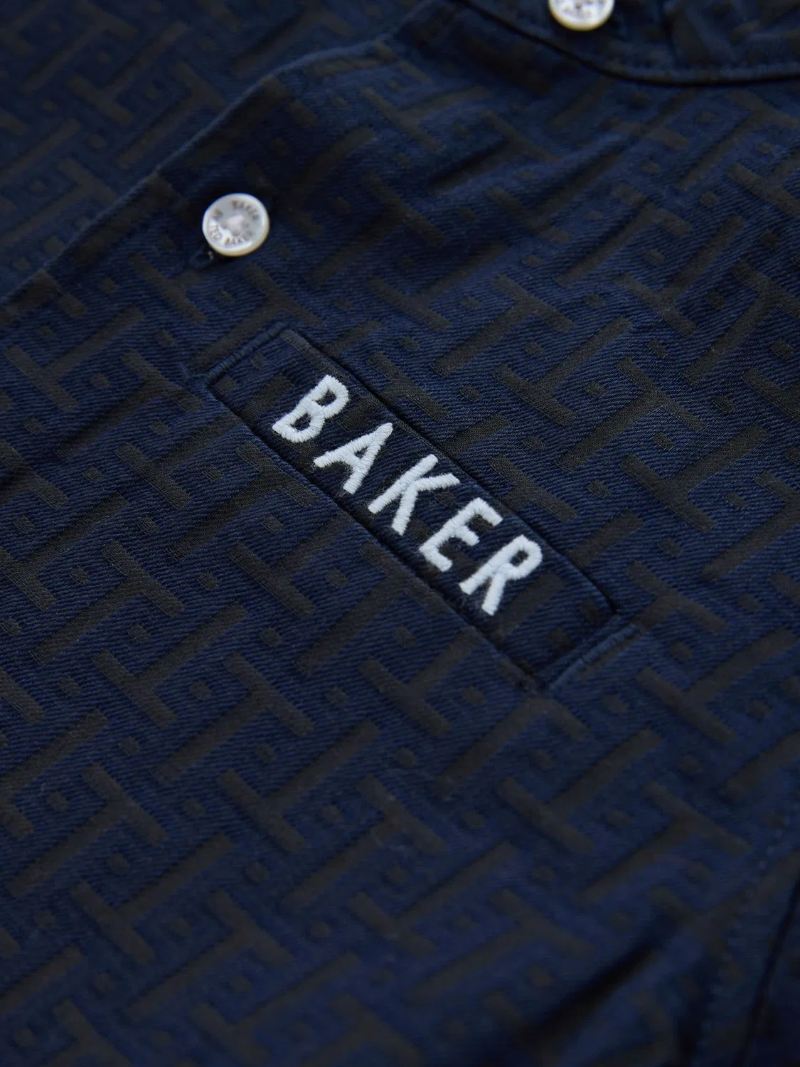 Рубашка Baker by Ted Baker прямого кроя на пуговицах, темно-синяя — фото 3