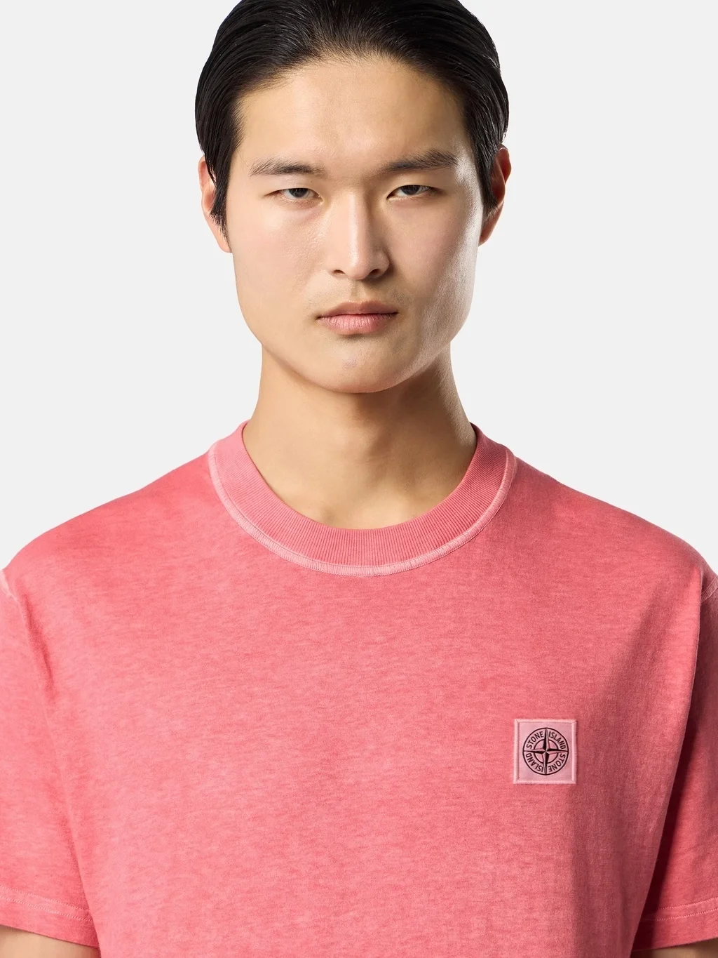 Мужская футболка Stone Island Slim-fit With Compass Patch, розовый — фото 4
