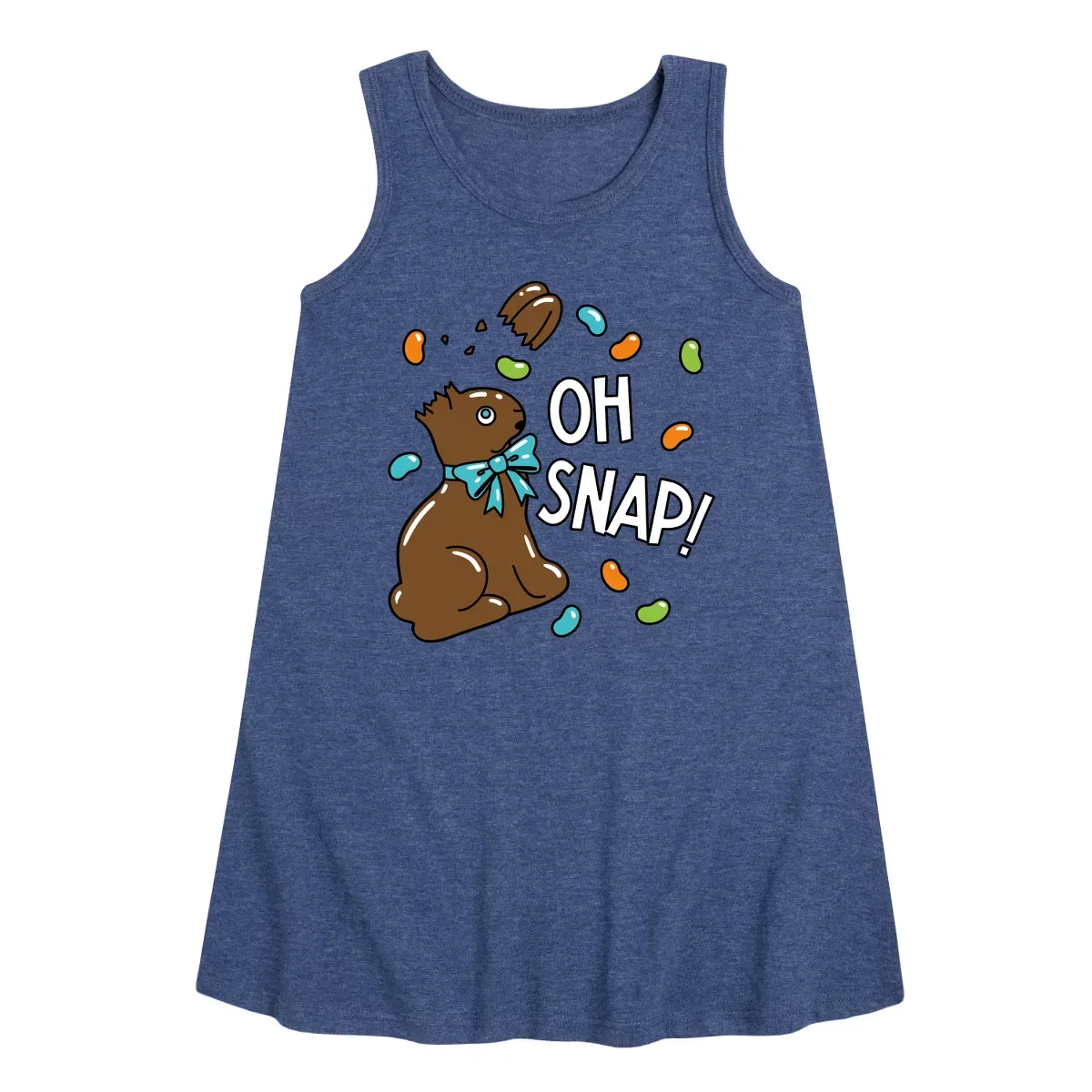 Детское платье-трапеция без рукавов Oh Snap Chocolate Bunny Instant Message, Heather Navy