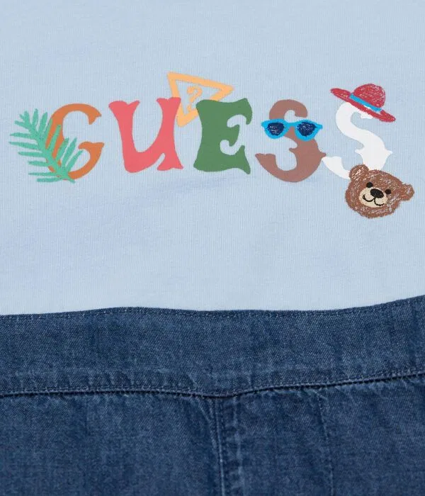 Детский комбинезон-джемпер хлопковый Guess, синий — фото 3