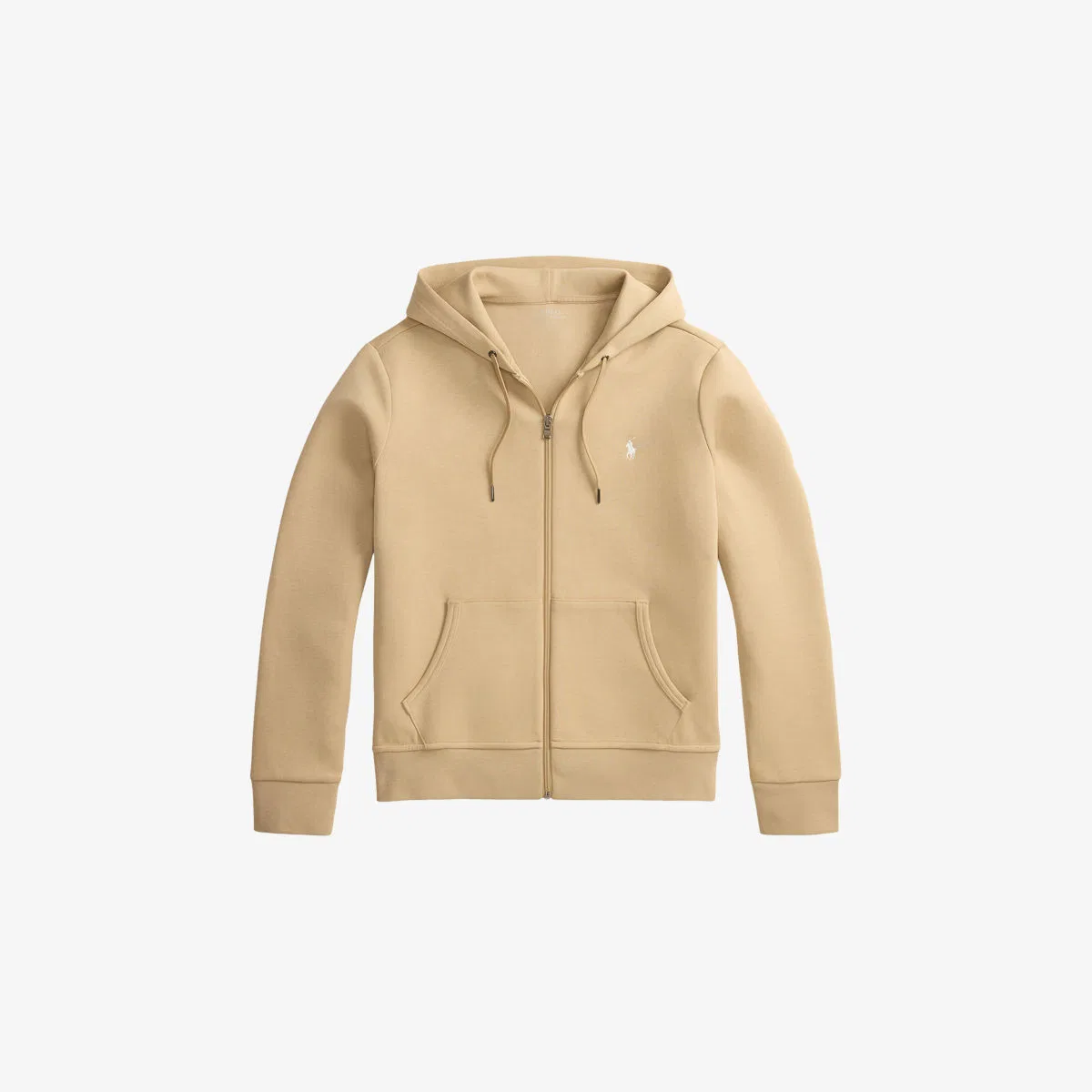 Худи из хлопковой смеси на молнии с вышитым логотипом Polo Ralph Lauren, хаки