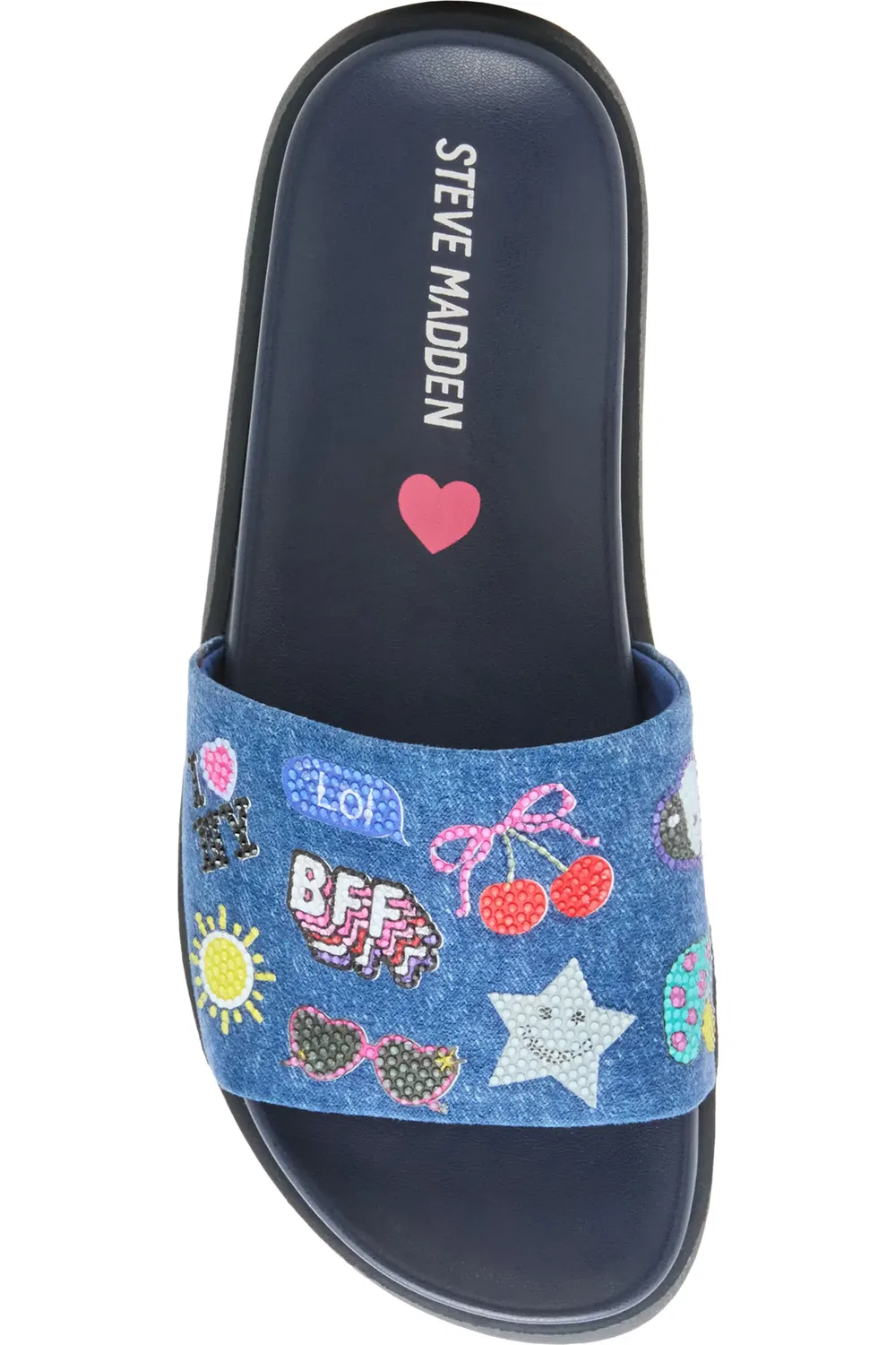 Детские сандалии-слайды с блестками Jfifi Platform Steve Madden, Denim — фото 4