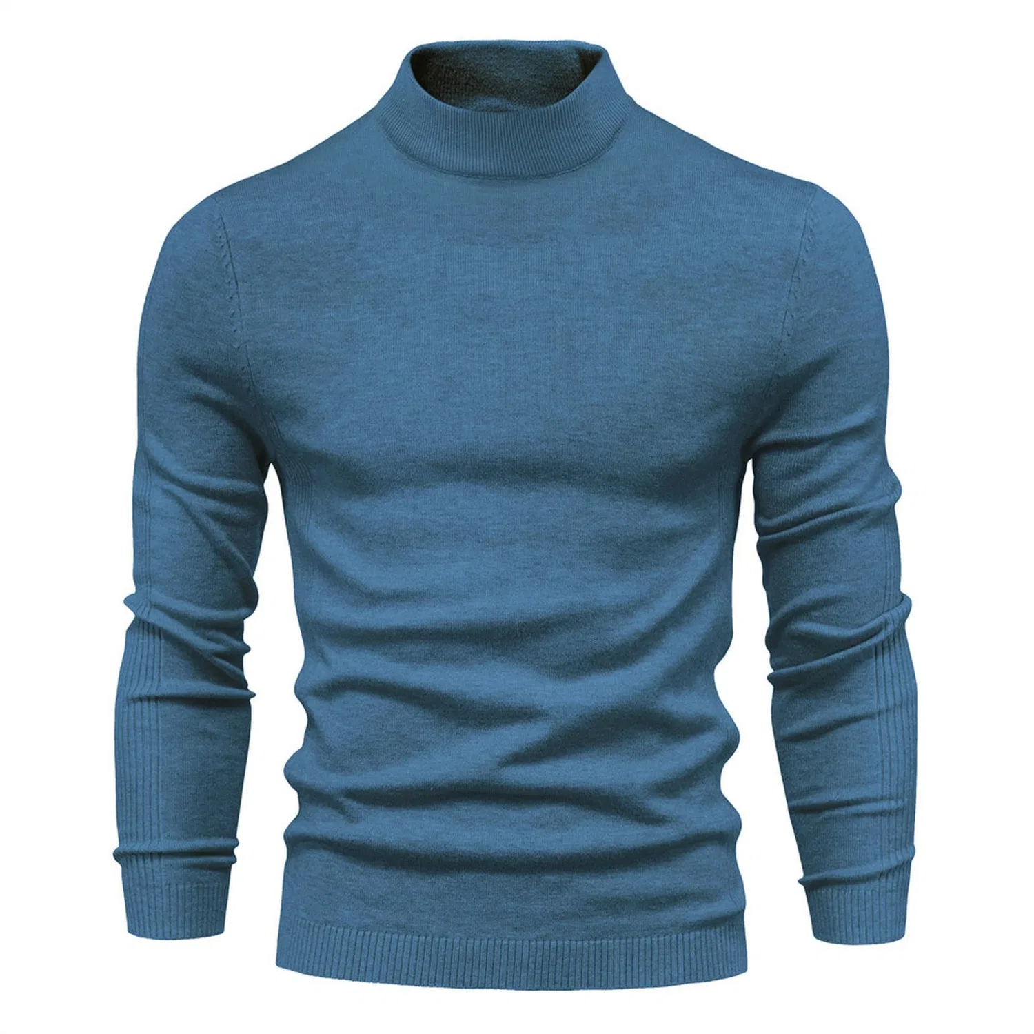 Мужской свитер с высоким воротником, синий туман, XL, Mid-neck Blue Fog
