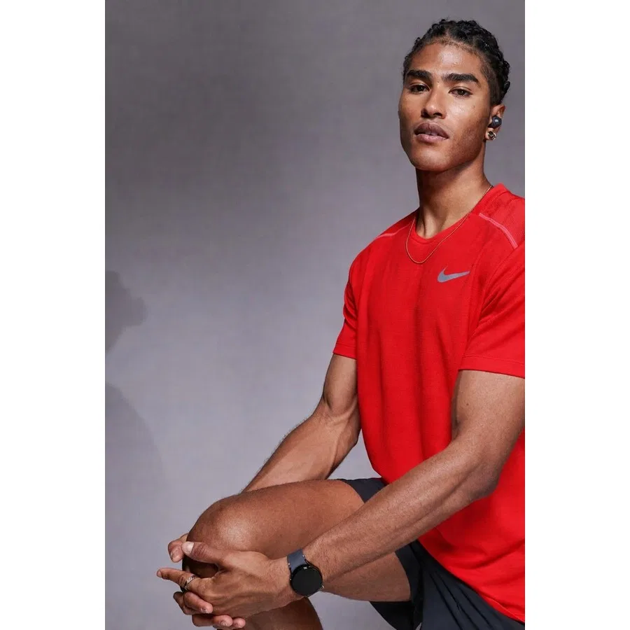 Футболка спортивная с коротким рукавом и принтом Nike Dri Fit Miler Red Ss Top, Красный