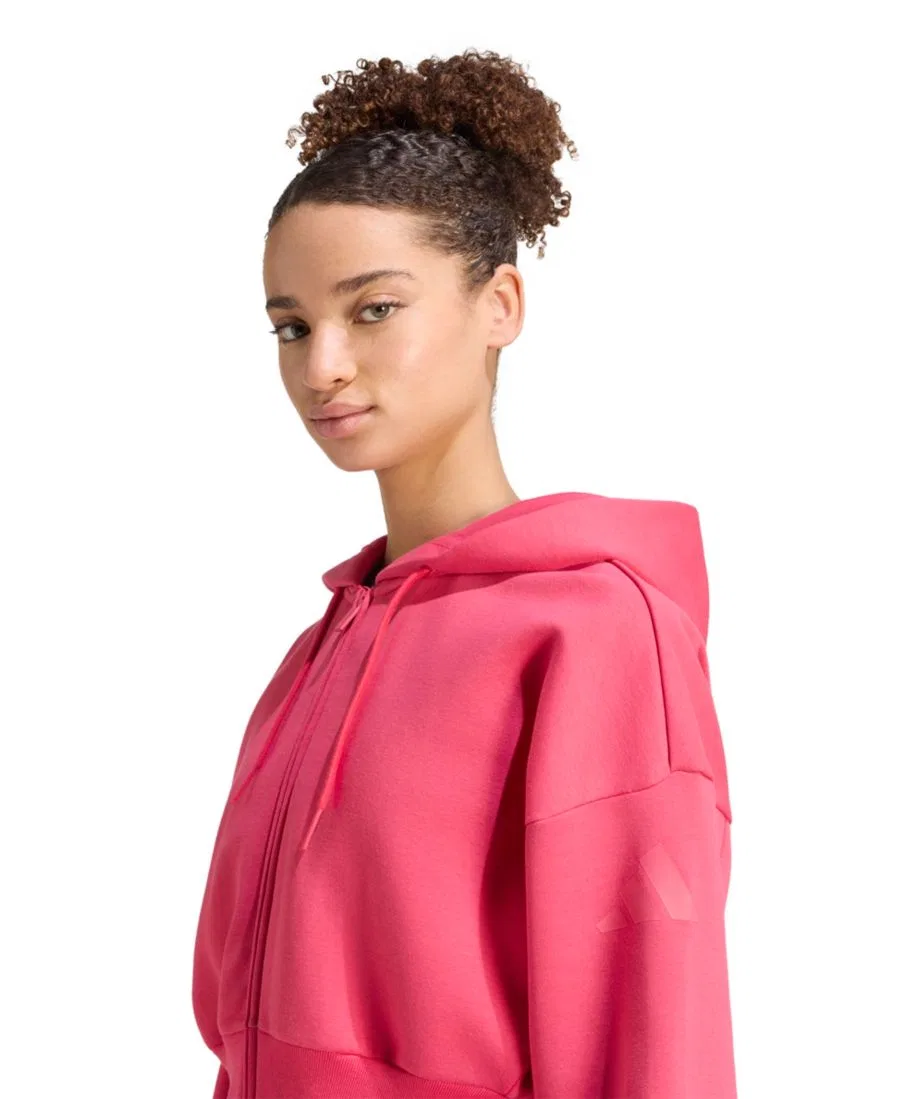 Женская куртка-худи на молнии Essentials Contemporary Fleece Full-Zip Hooded Jacket adidas, Power Pink — фото 3