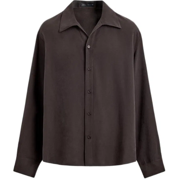 Мужская рубашка с длинным рукавом Brown ZARA, Brown