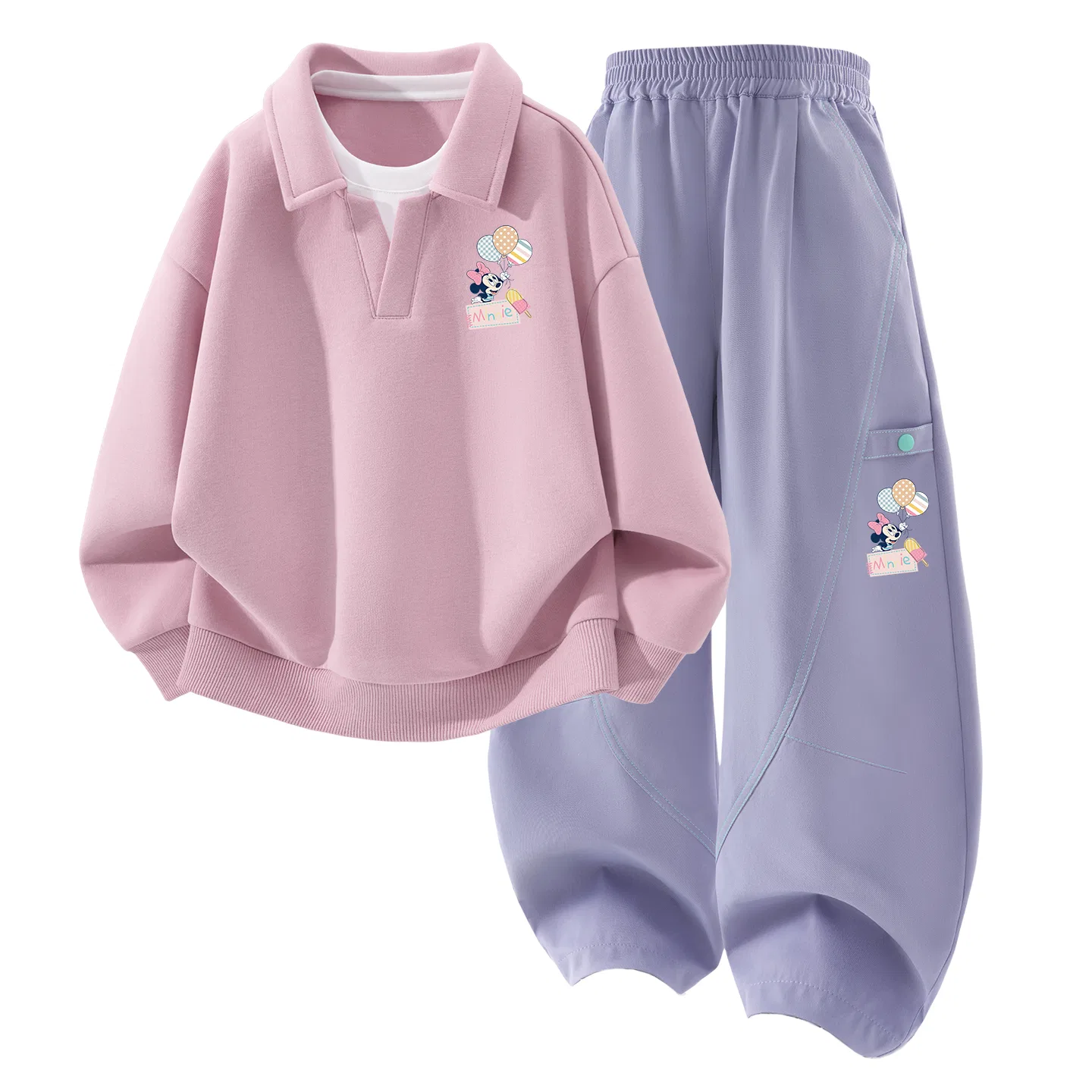 Детский спортивный комплект с поло-воротником Di Balloon K Joy Disney, Di Balloon K Joy Blue Pink+Silicone Di Balloons K_Right Middle Light Purple