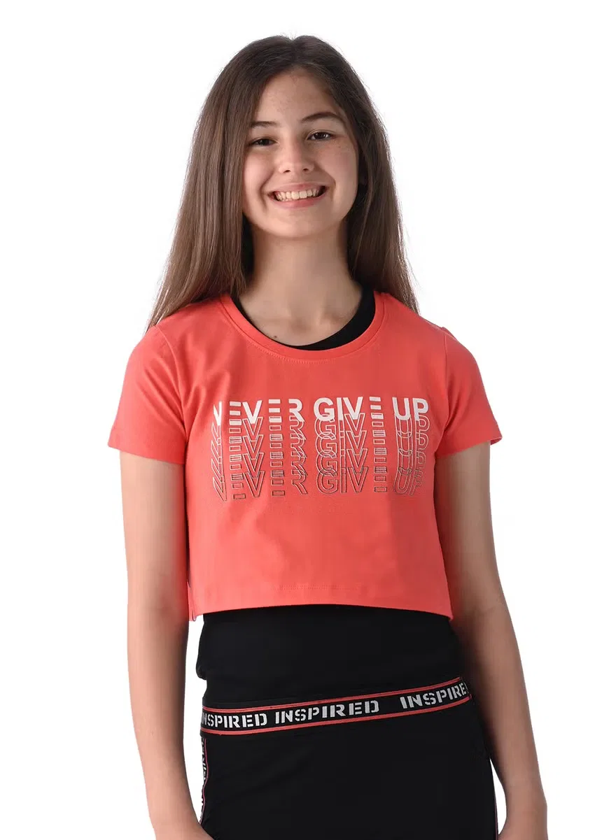 Комплект спортивный с принтом Athleisure Victor And Jane, коралловый-черный — фото 4