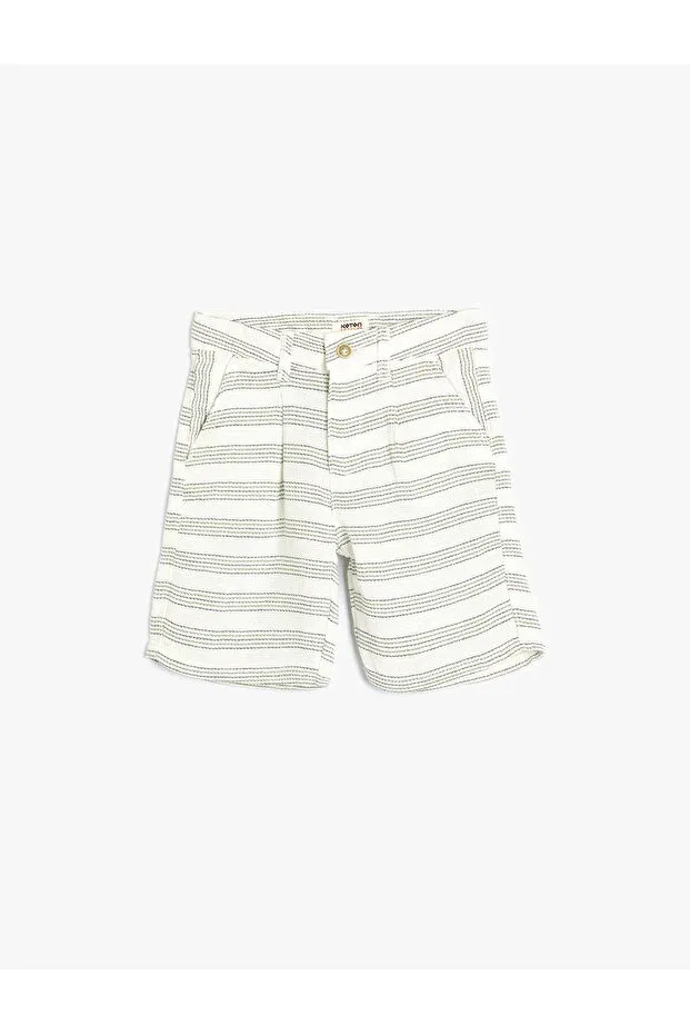 Детские шорты для мальчиков с карманами Koton, Ecru Striped