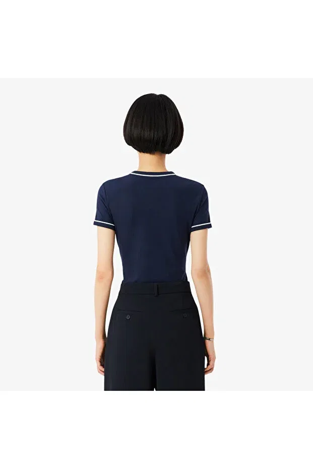 Футболка Lacoste Navy Blue, приталенный крой, темно-синий — фото 3