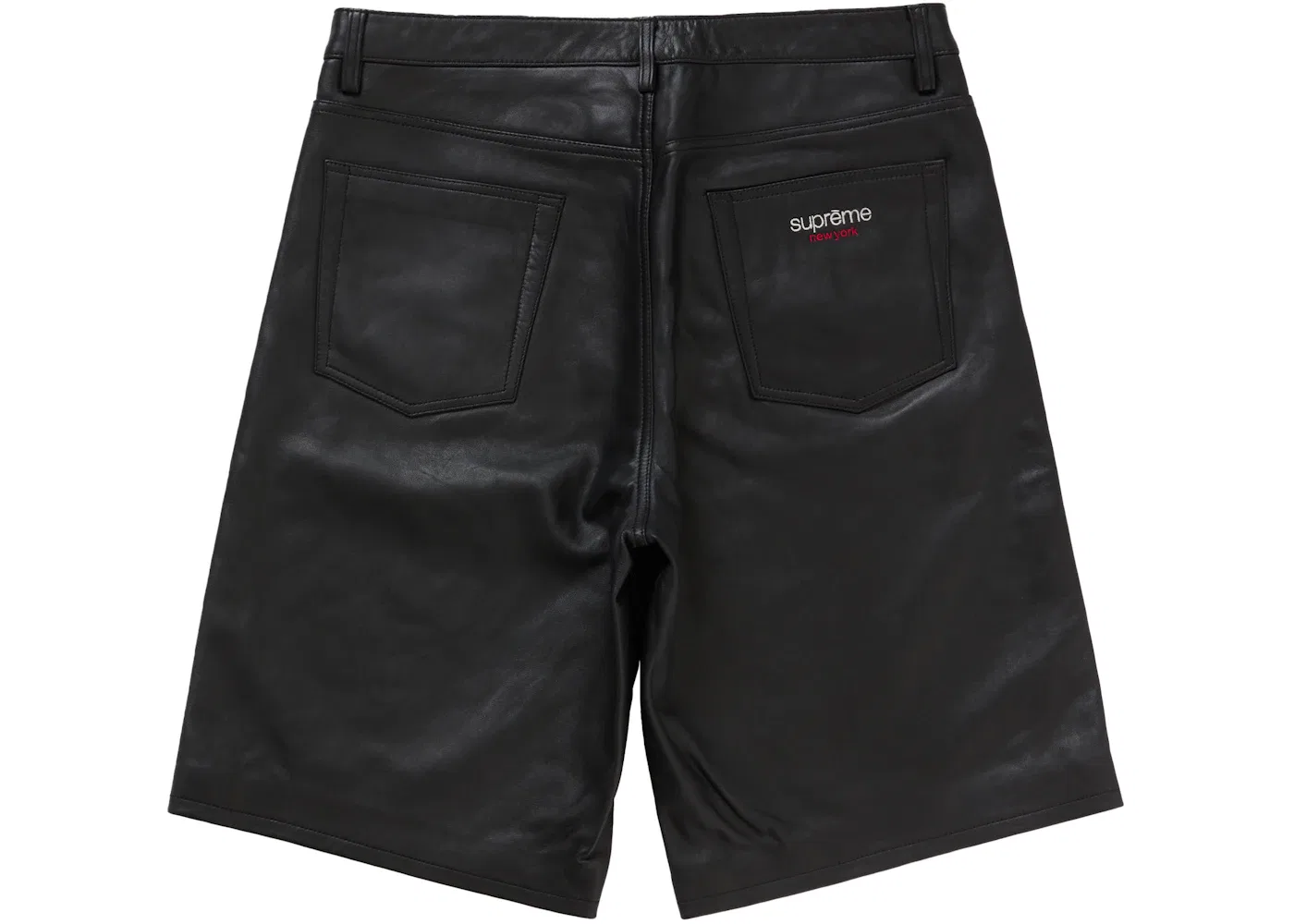 Мужские кожаные шорты свободного кроя Baggy Leather Short Supreme, черный — фото 2