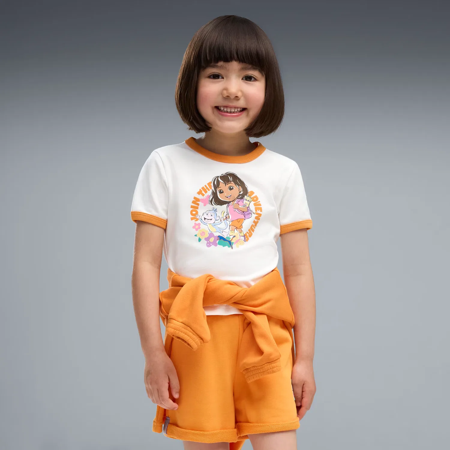 Узкая футболка с контрастной отделкой для маленьких детей Puma X Dora The Explorer, Puma White