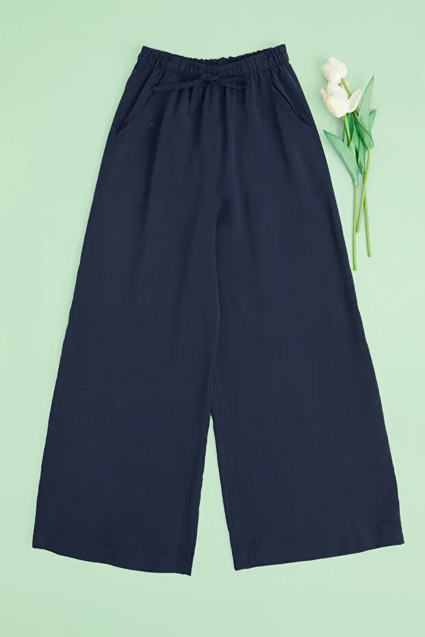 Детские брюки для девочек с эластичным поясом Fulla Moda, Navy Blue — фото 3