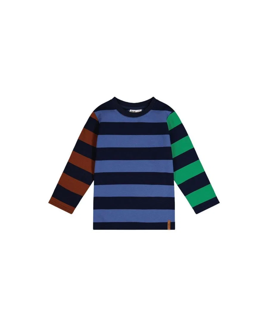 Футболка с длинным рукавом, в полоску Deux par Deux, Blue Green And Brown Stripes