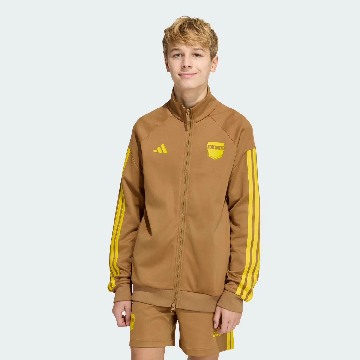 Детская олимпийка на молнии Adidas x Fortnite Tracktop Adidas Sportswear, коричневый/желтый — фото 3
